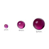 Three purple spheres of different sizes, labeled "2mm," "4mm," and "6mm," are aligned from smallest to largest against a plain white background.
